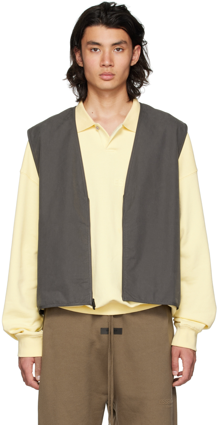 Essentials Gray Zip Vest