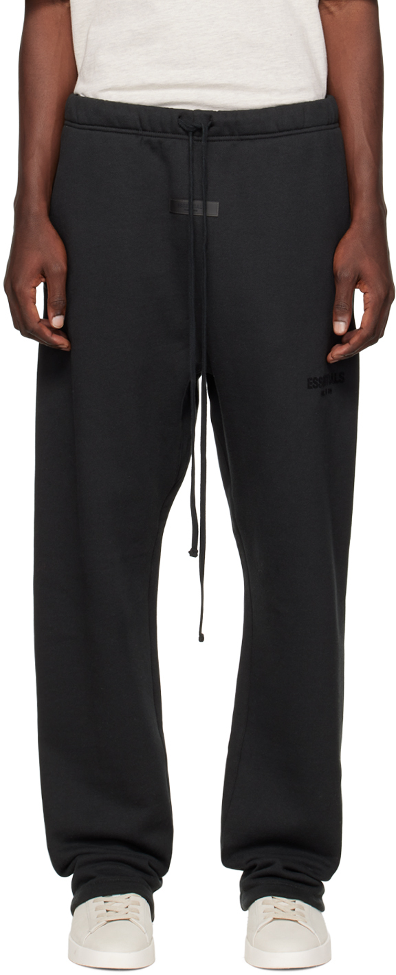 Essentials Black Relaxed Lounge Pants In Stretch Limo