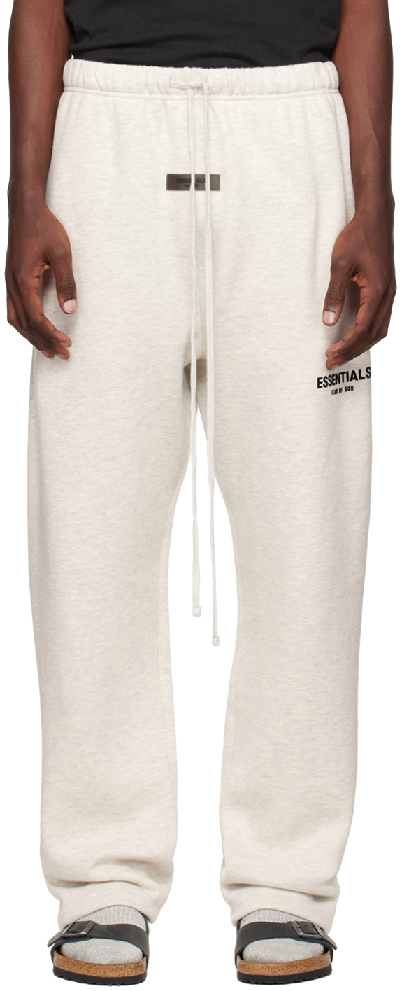 Essentials Off-white Relaxed Lounge Pants In Light Oatmeal