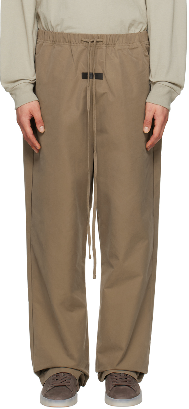 Essentials Brown Relaxed Track Pants In Wood