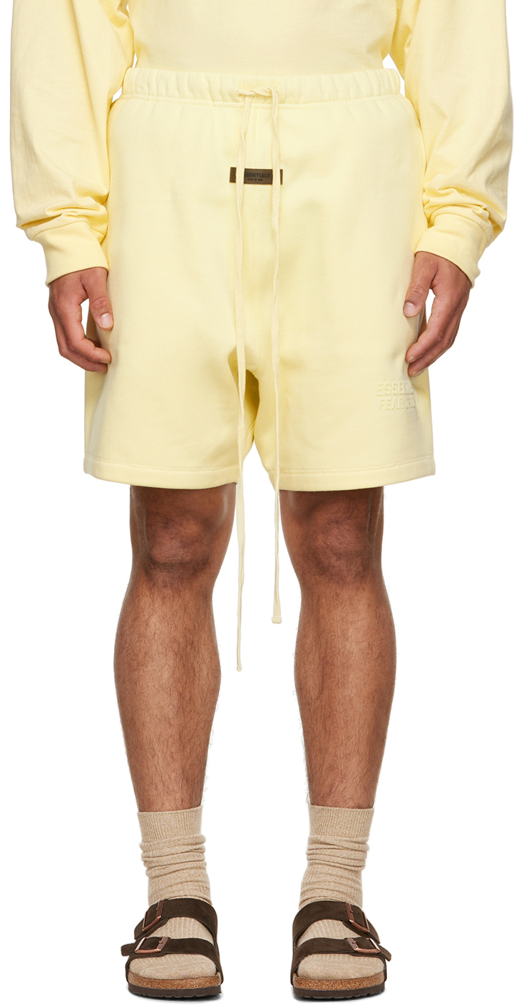 Essentials Yellow Flocked Shorts