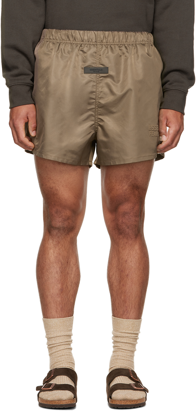 Essentials Brown Nylon Shorts