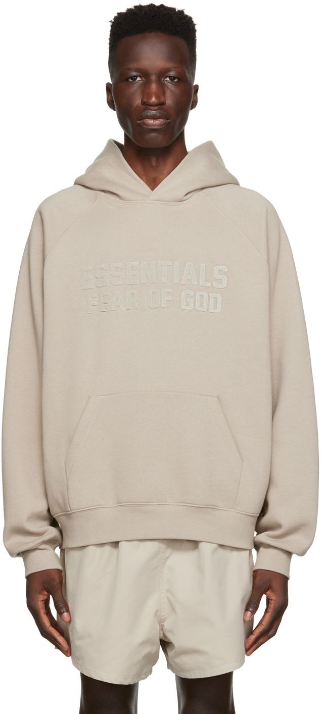 Fear of God ESSENTIALS: Gray Raglan Hoodie | SSENSE