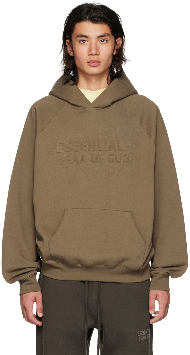 taupe essentials hoodie knit