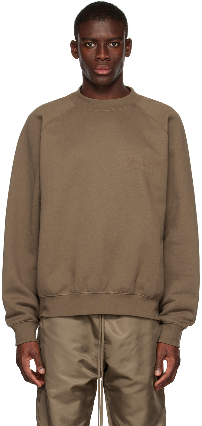 Fear of God ESSENTIALS: Brown Crewneck Sweatshirt | SSENSE