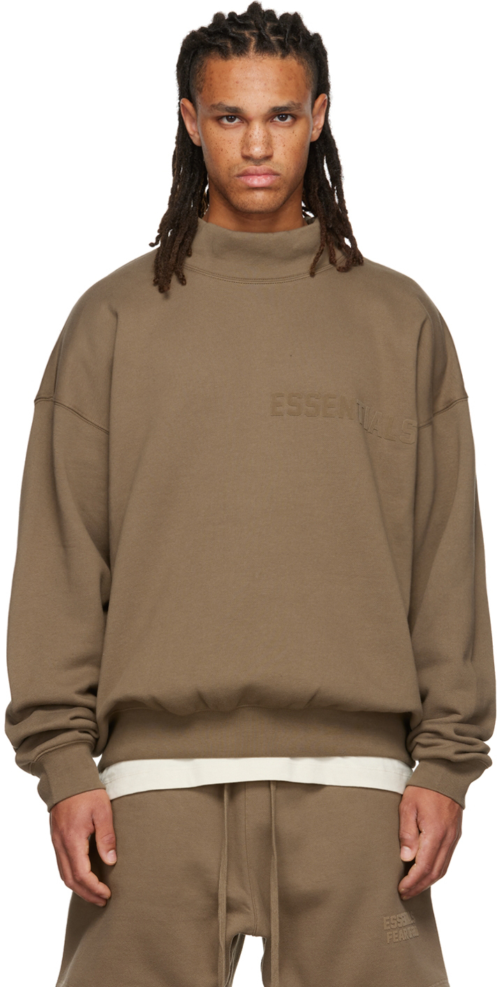 Essentials Brown Mock Neck Sweatshirt
