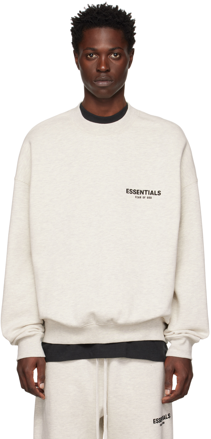 Essentials Off-white Crewneck Sweatshirt In Light Oatmeal