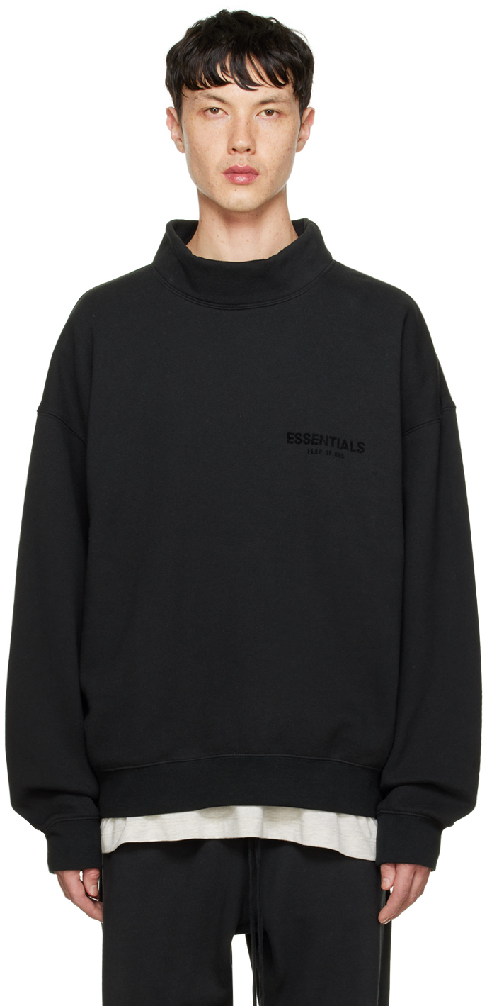 Essentials Black Mock Neck Sweatshirt