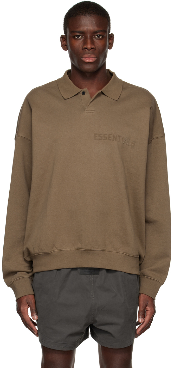 Essentials Brown Long Sleeve Polo