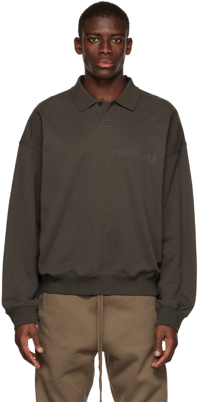 Essentials Gray Long Sleeve Polo
