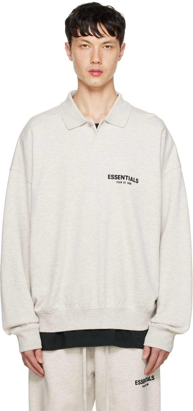 Essentials: Off-White Long Sleeve Polo | SSENSE