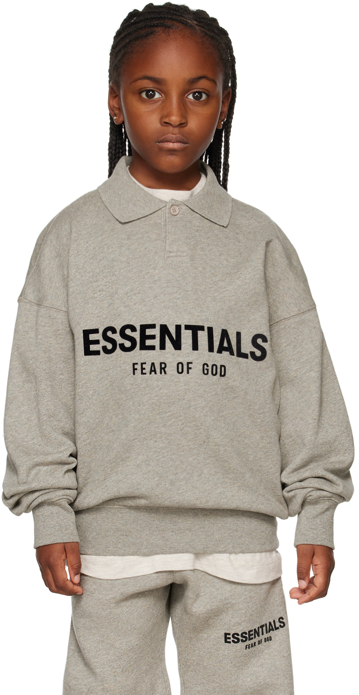 Kids Gray Long Sleeve Polo by Essentials | SSENSE UK