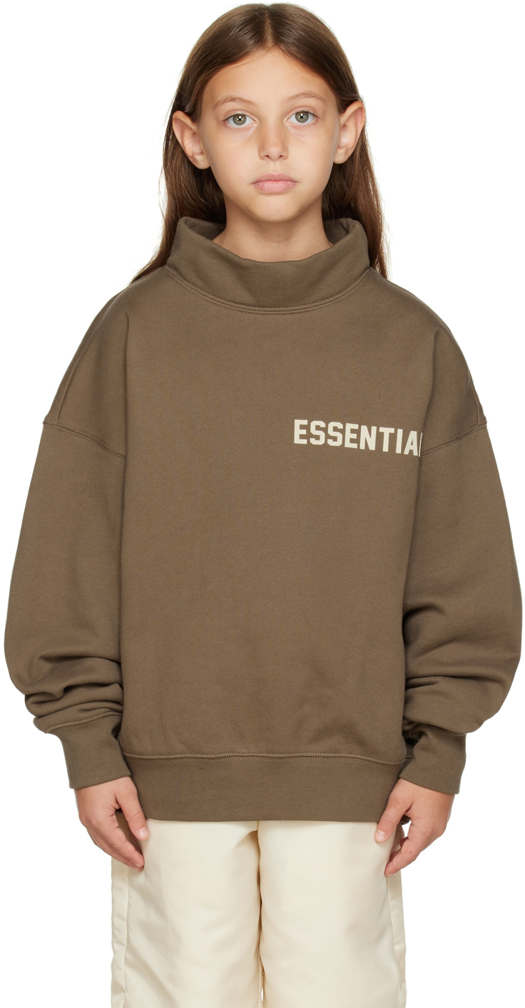 Essentials Kids Brown Mock Neck Sweatshirt