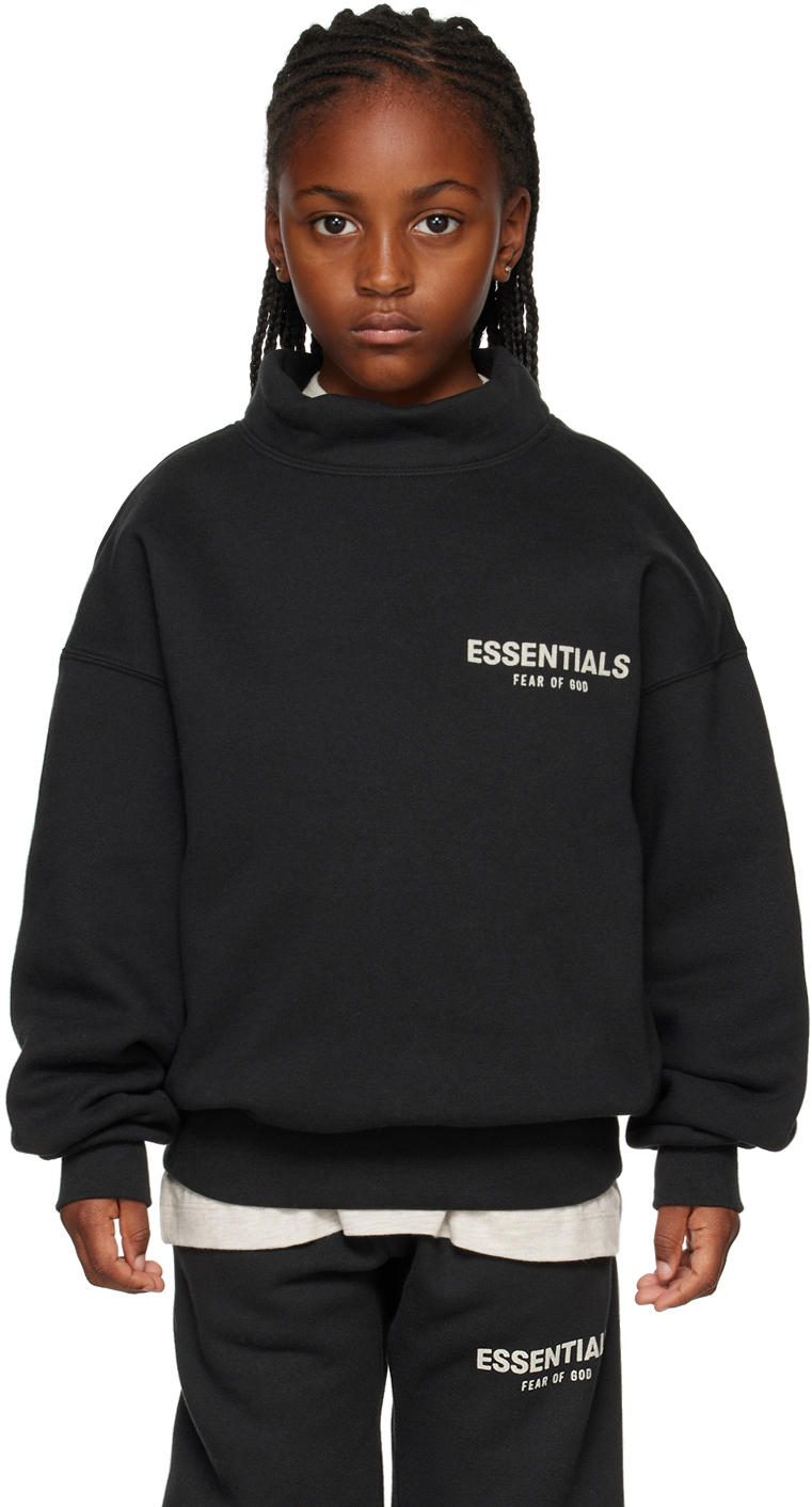 Essentials Black Pullover Mock Neck Sweatshirt Essentials