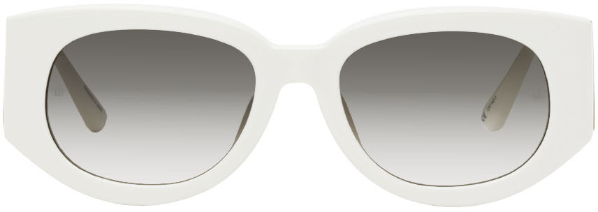 Dakota Flat Top Sunglasses in White by LINDA FARROW – LINDA FARROW