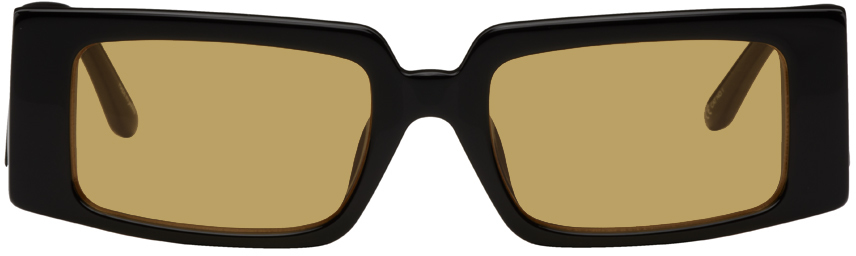 LINDA FARROW Black Magda Butrym Edition Rectangular Sunglasses