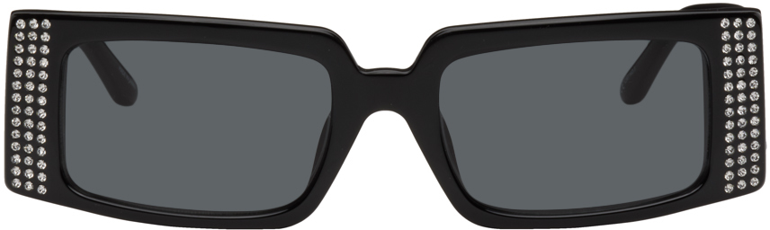 LINDA FARROW Black Magda Butrym Edition Rectangular Sunglasses