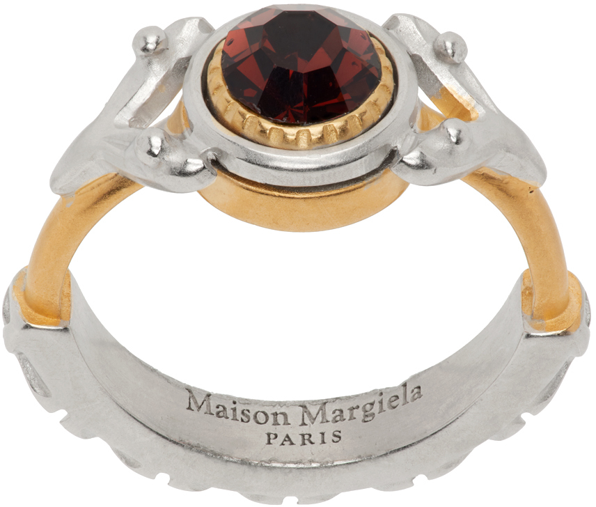 Maison margiela gold discount & silver engraved ring