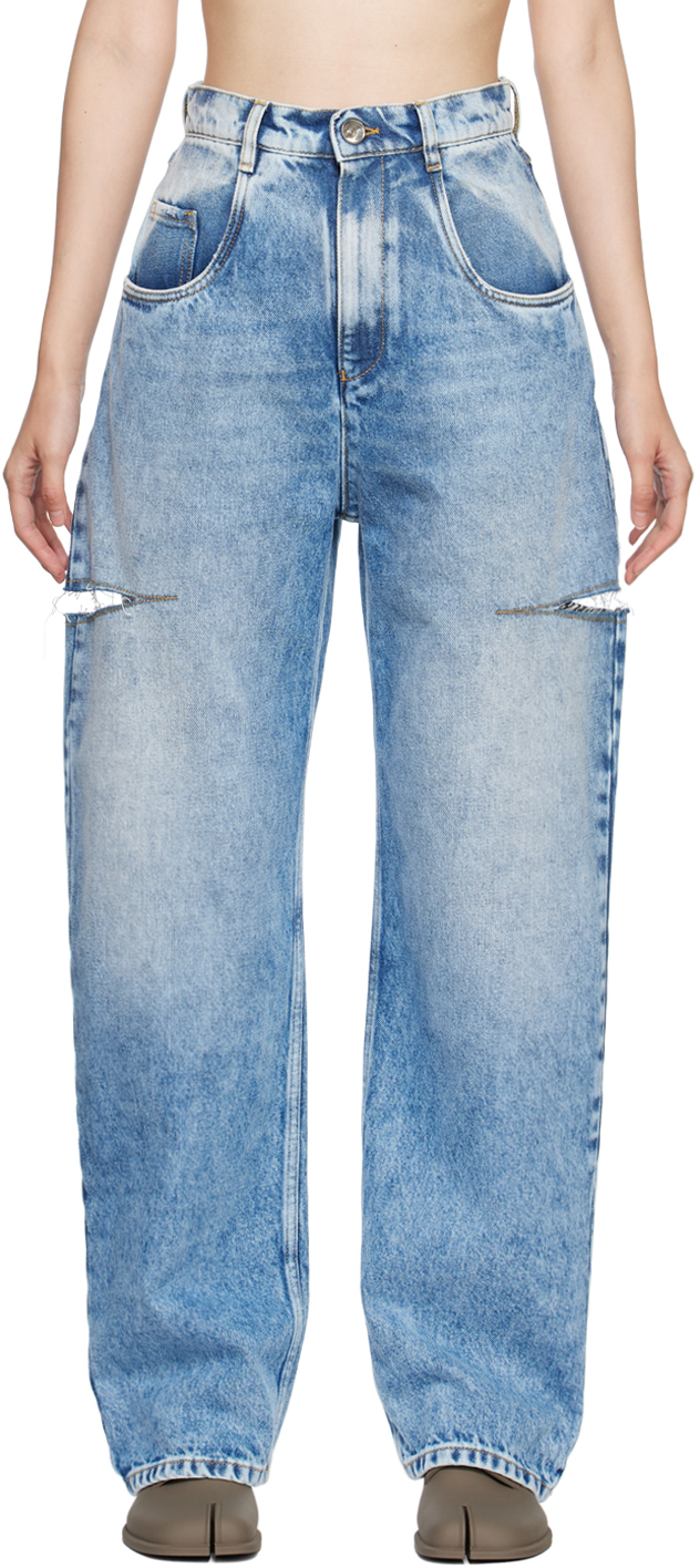 Maison Margiela: Blue Slit Jeans | SSENSE
