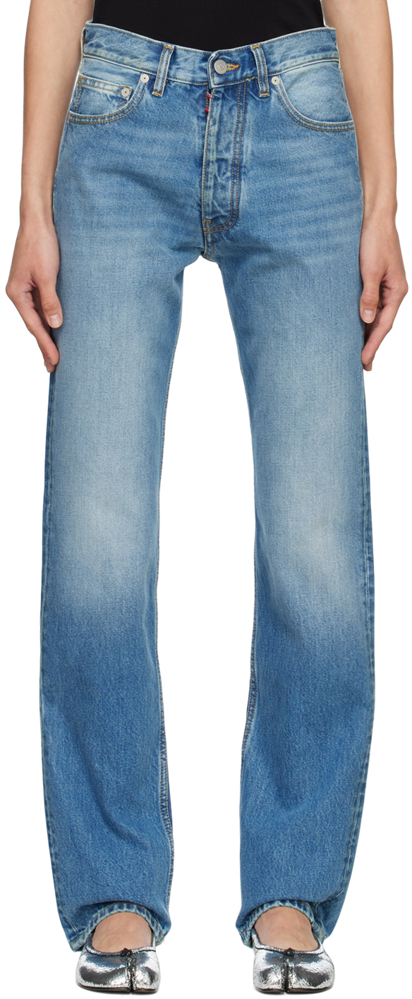 Save 4% Maison Margiela Denim Washed Bootcut Jeans in Blue Womens Clothing Jeans Bootcut jeans 
