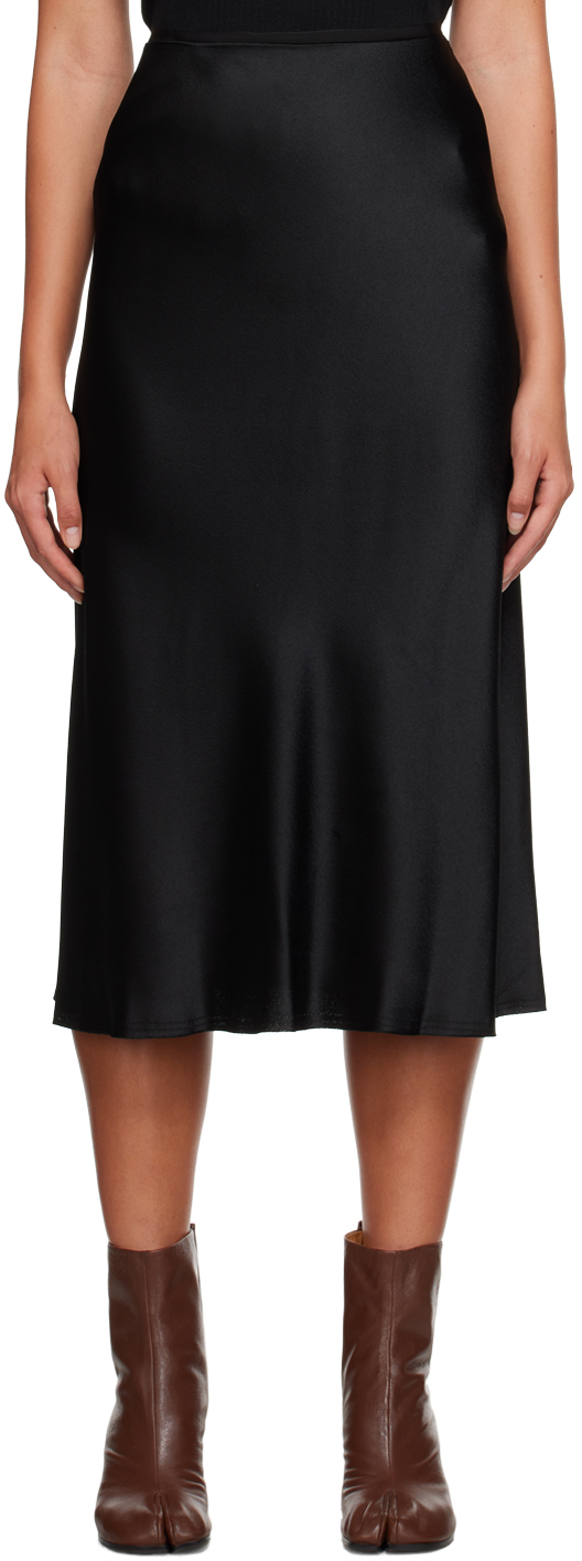 Black Stitching Midi Skirt