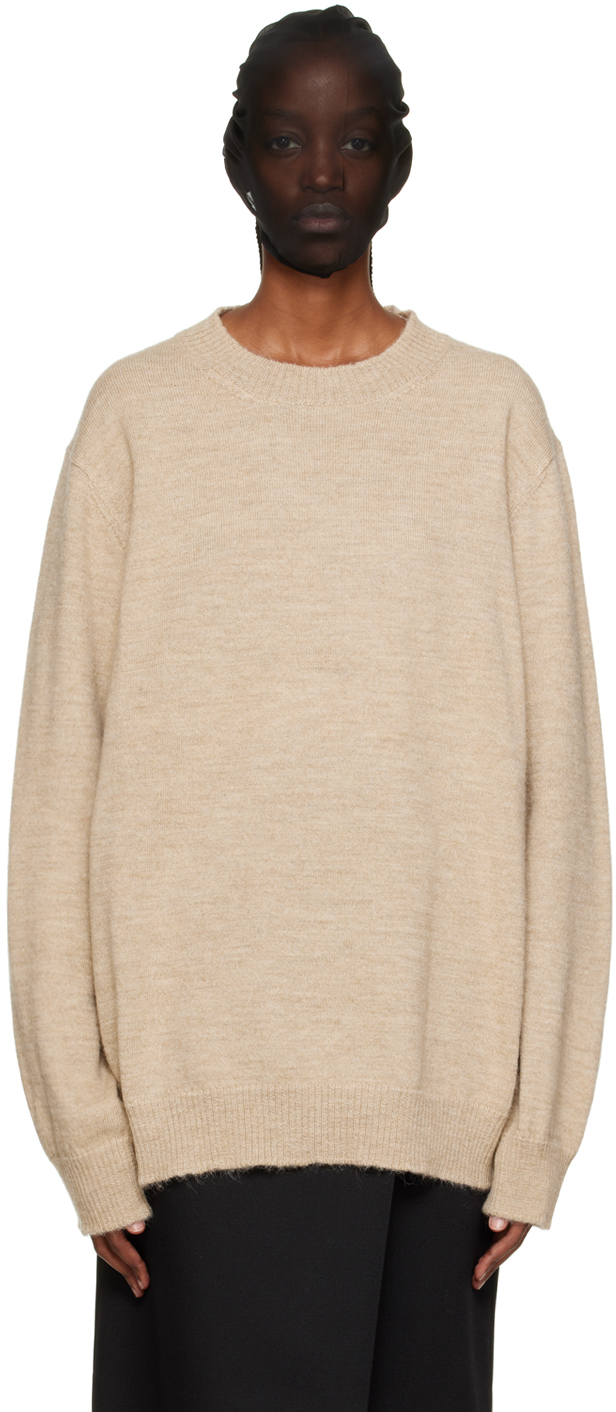 Maison Margiela: Beige Crewneck Sweater | SSENSE
