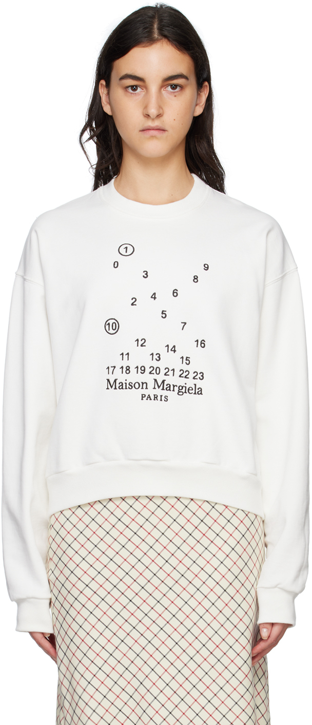 Maison Margiela: White Numbers Sweatshirt | SSENSE
