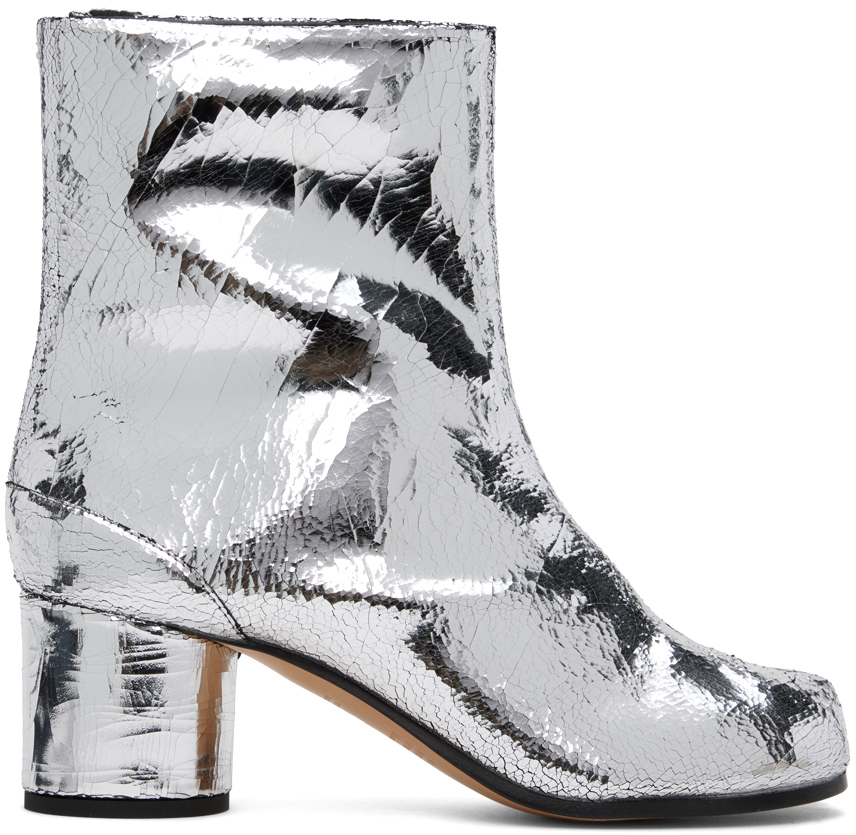 Maison Margiela: Silver Tabi Broken Mirror Boots | SSENSE UK
