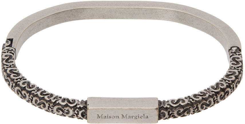 Ssense Uomo Accessori Gioielli Bracciali Silver Engraved Cuff Bracelet 