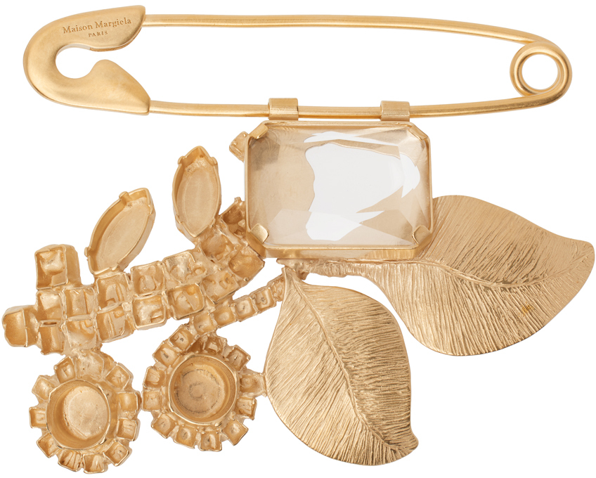 Maison Margiela: Gold Floral Brooch | SSENSE Canada