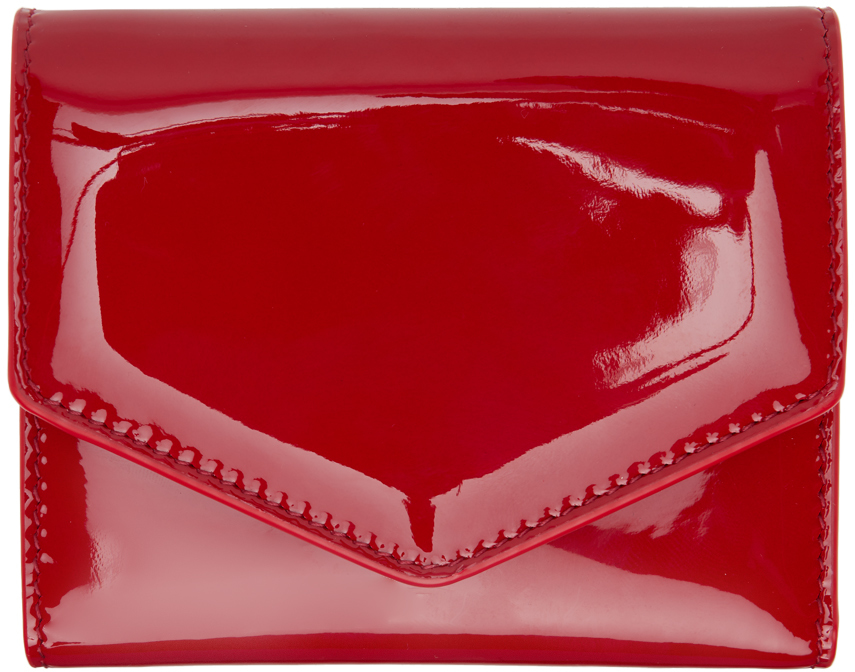Maison Margiela Red Patent Leather Trifold Wallet