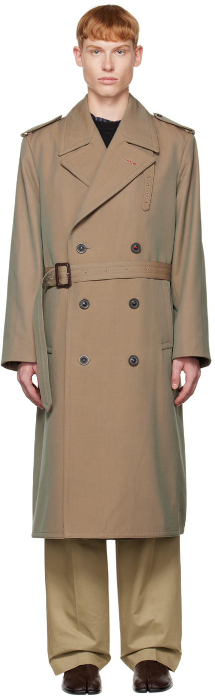 Maison Margiela Tan Double-Breasted Trench Coat