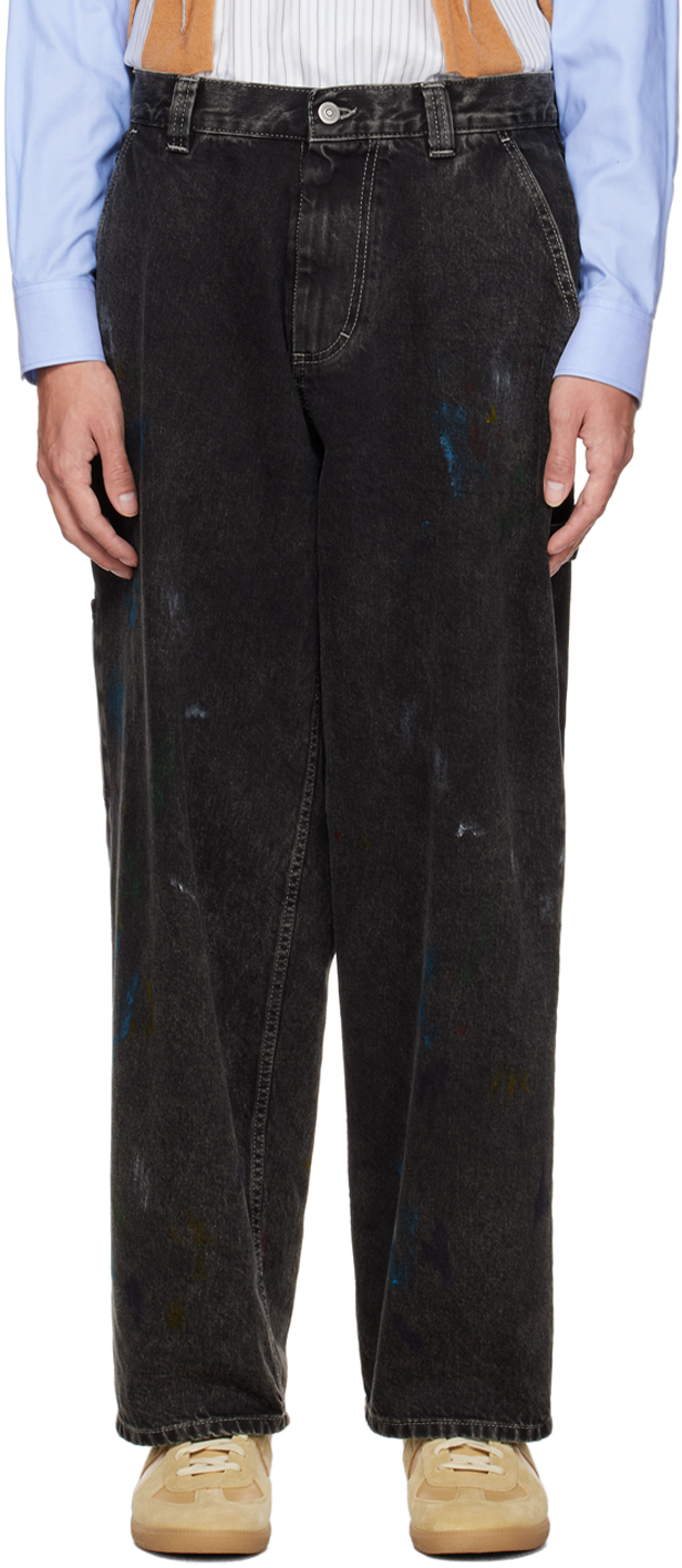 Maison Margiela: Black Paint Splatter Jeans | SSENSE Canada