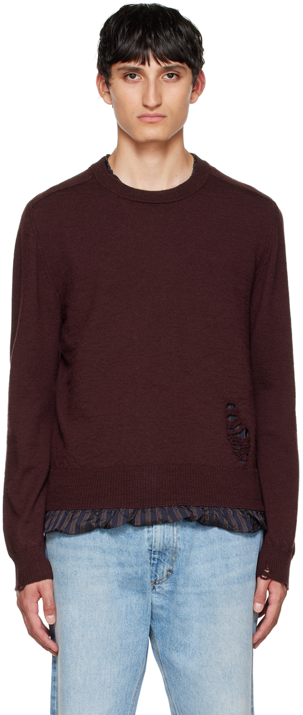 Burgundy Distressed Sweater