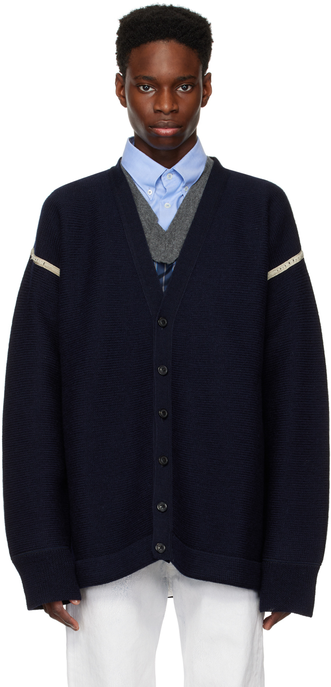 Navy Reversed Cardigan