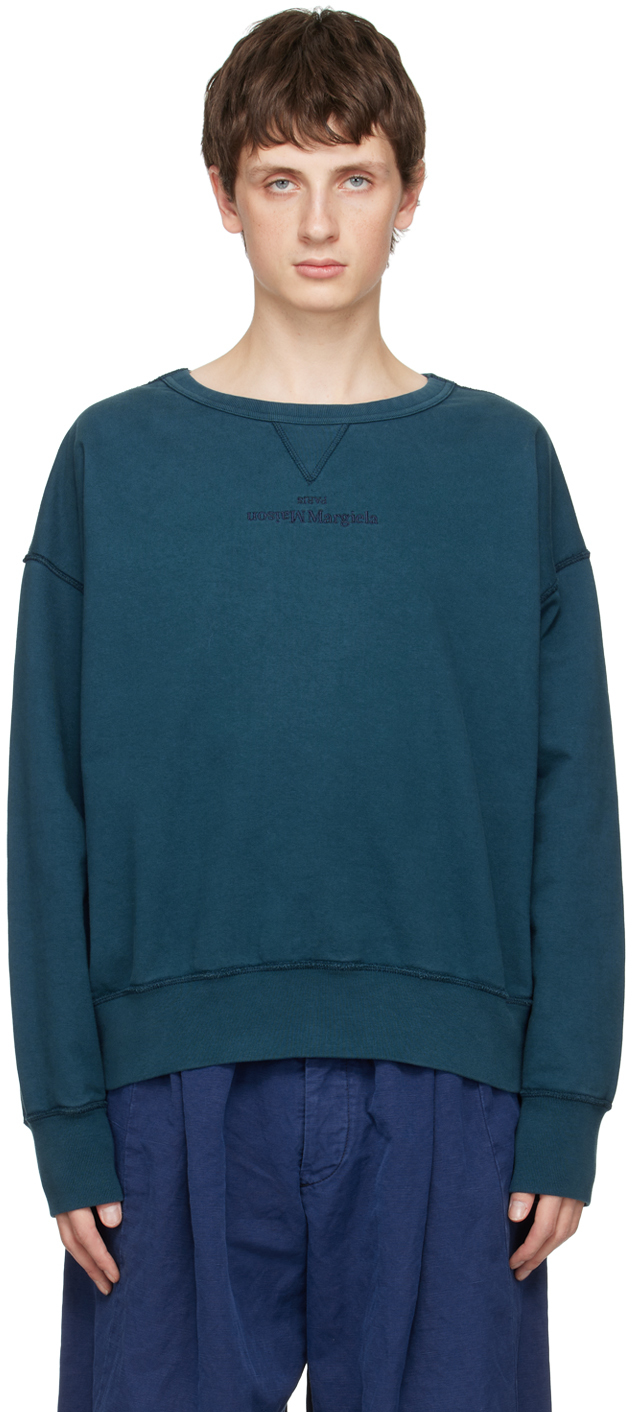 Maison Margiela Blue Embroidered Sweatshirt