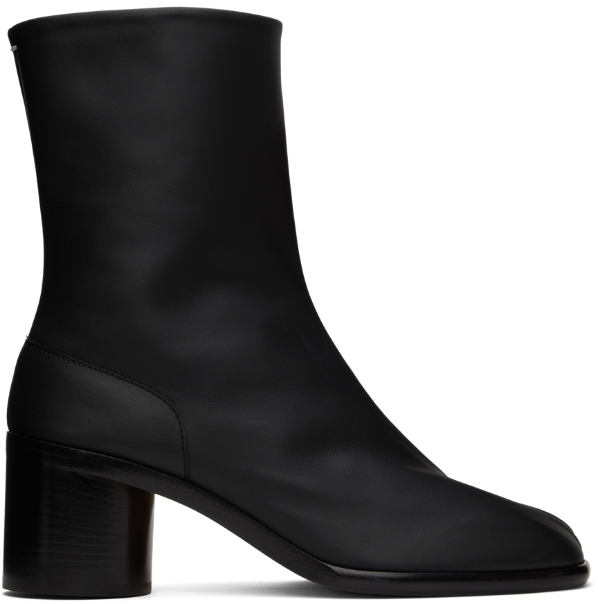 Maison Margiela Black Tabi Leather Ankle Boots | Smart Closet
