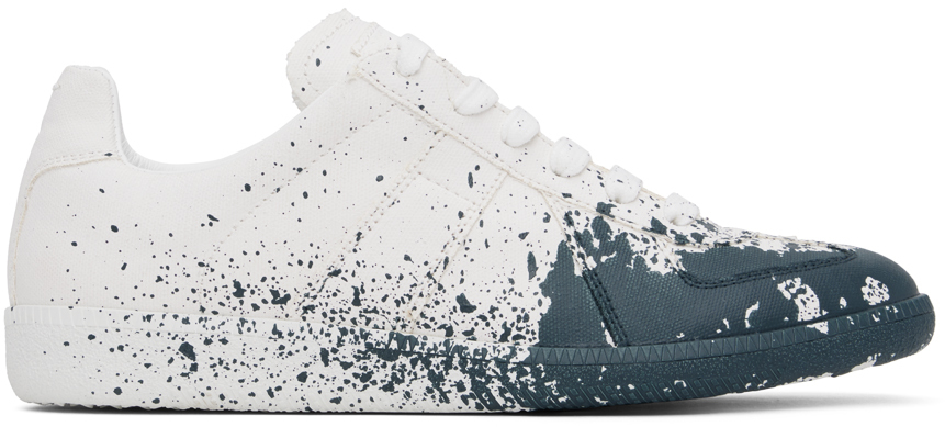 White & Blue Replica Sneakers by Maison Margiela on Sale