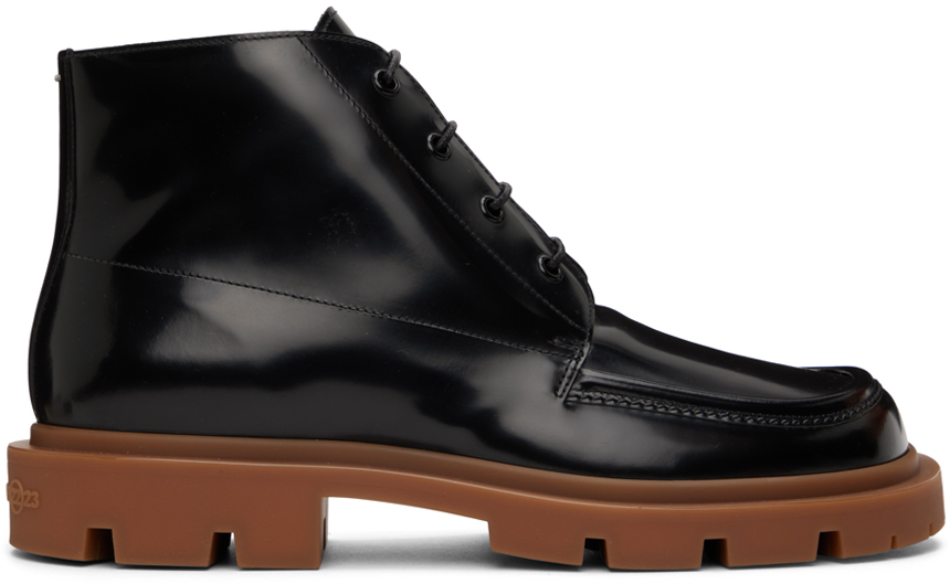Maison Margiela Black Tabi Leather Ankle Boots | Smart Closet