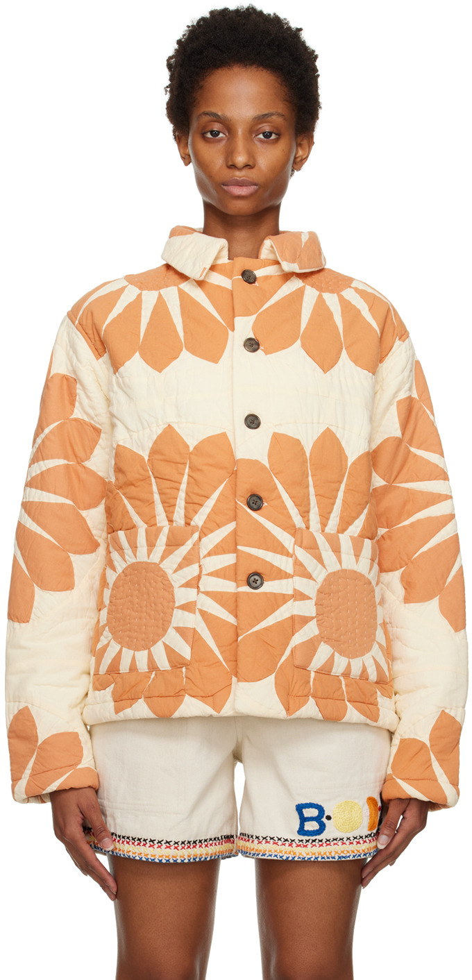 Bode Off-White & Orange Grand Daisy Workwear Jacket