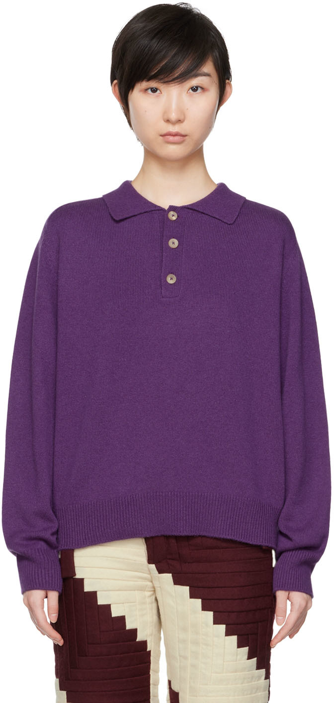 Bode Purple Cashmere Polo