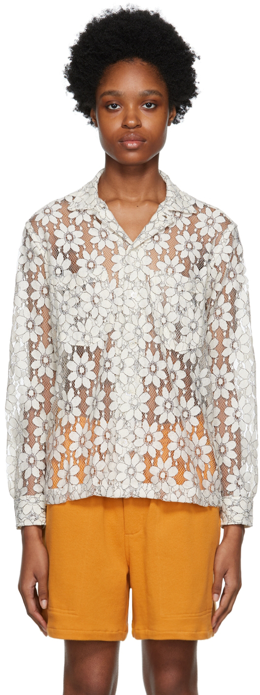 Bode Off-White Daisy Lace Shirt