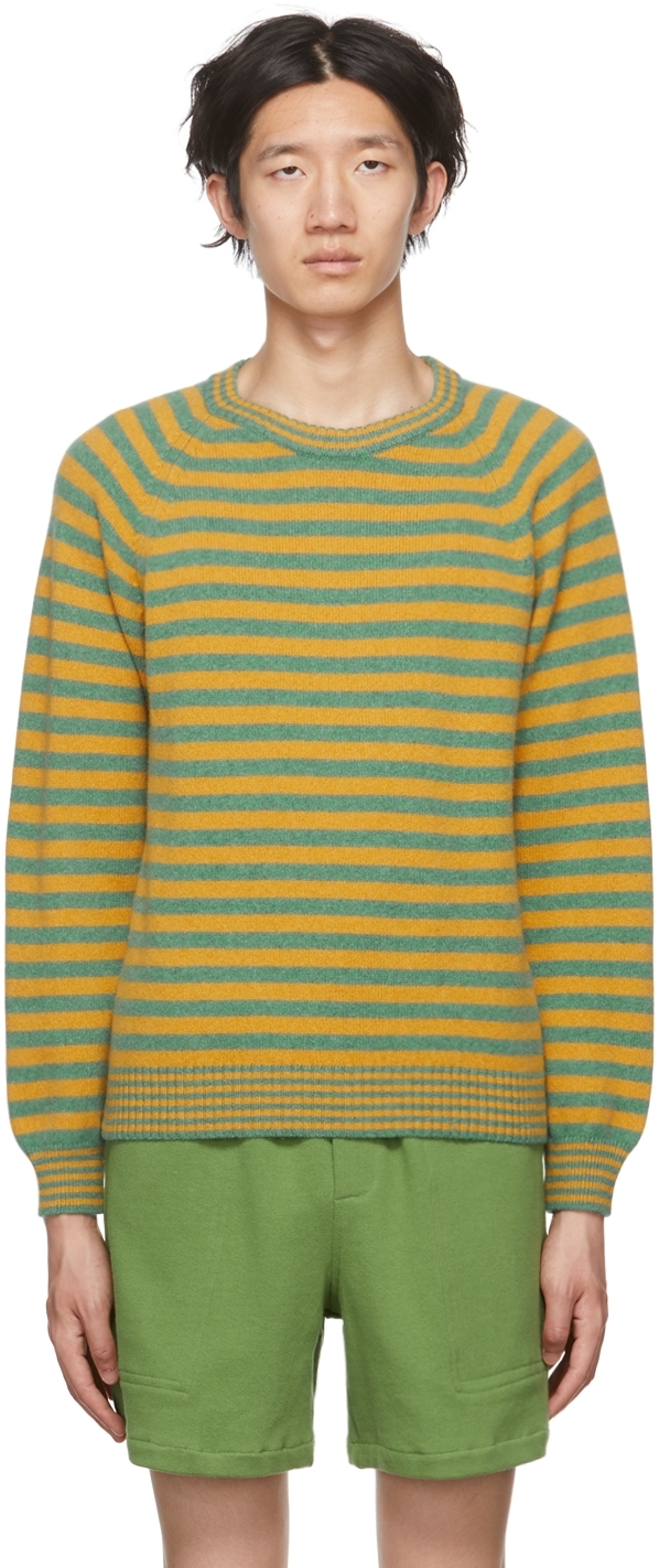 Bode: Yellow & Green Stripe Sweater | SSENSE UK