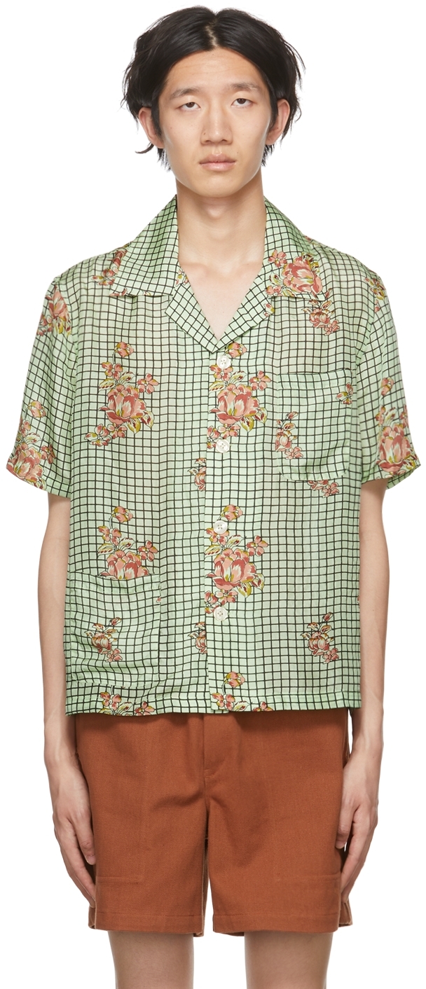 Bode: Green Grid Shirt | SSENSE Canada