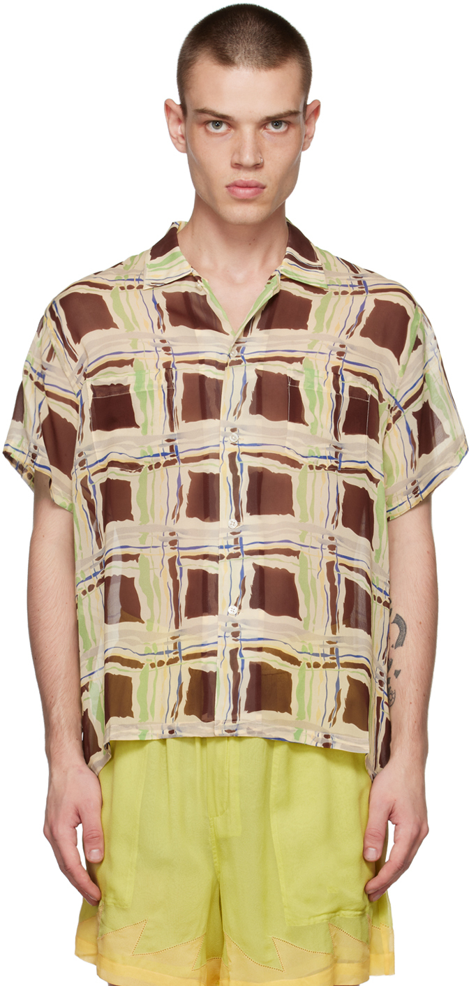 Brown Ripple Shirt by Bode on Sale