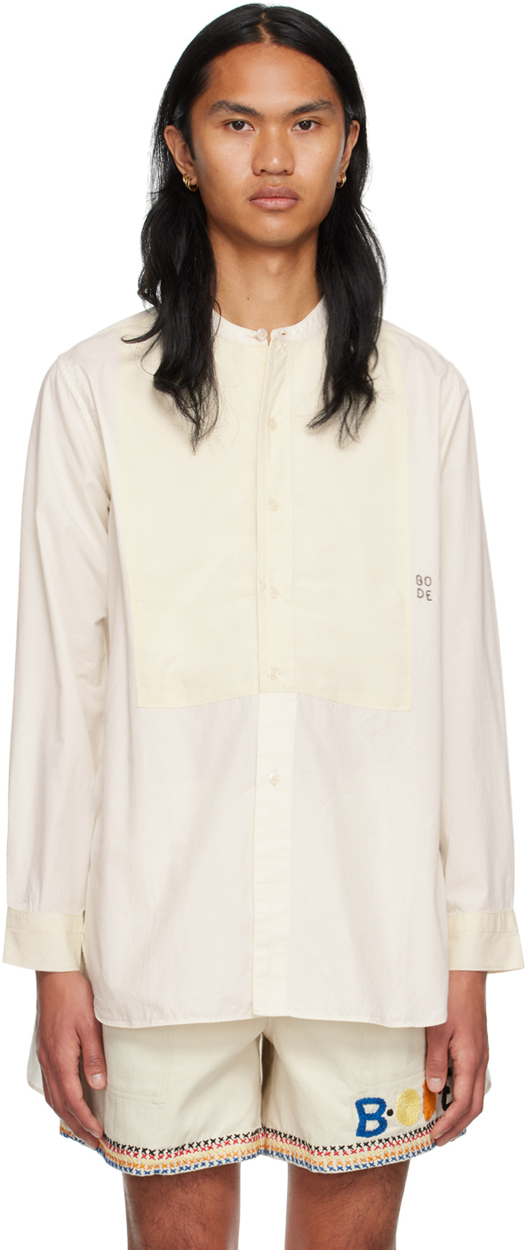 Bode: Off-White Square Bib Shirt | SSENSE