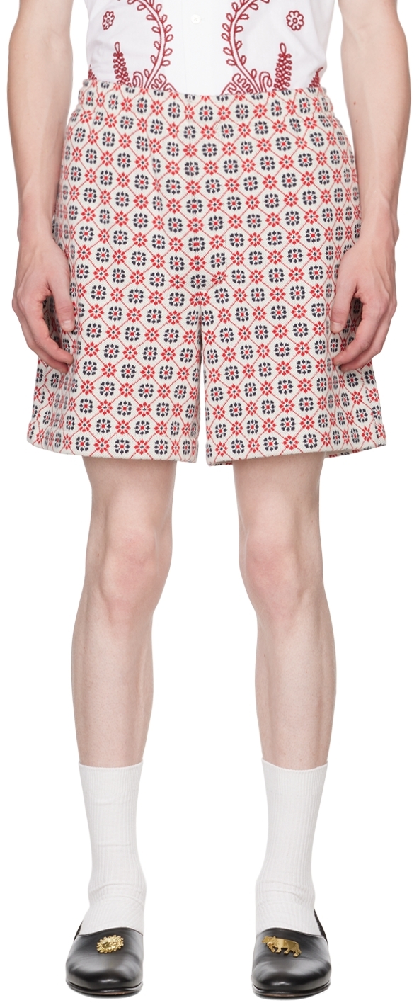 Bode: Red Floral Rugby Shorts | SSENSE