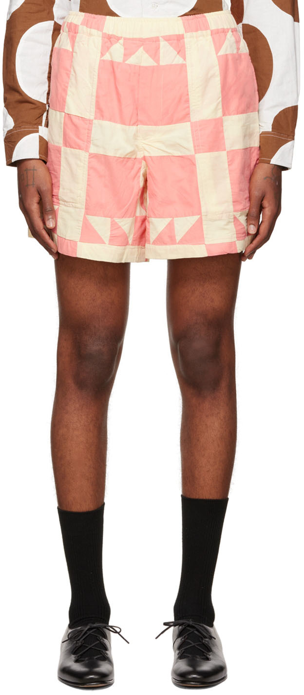 Bode Pink & Off-White Quilt Shorts