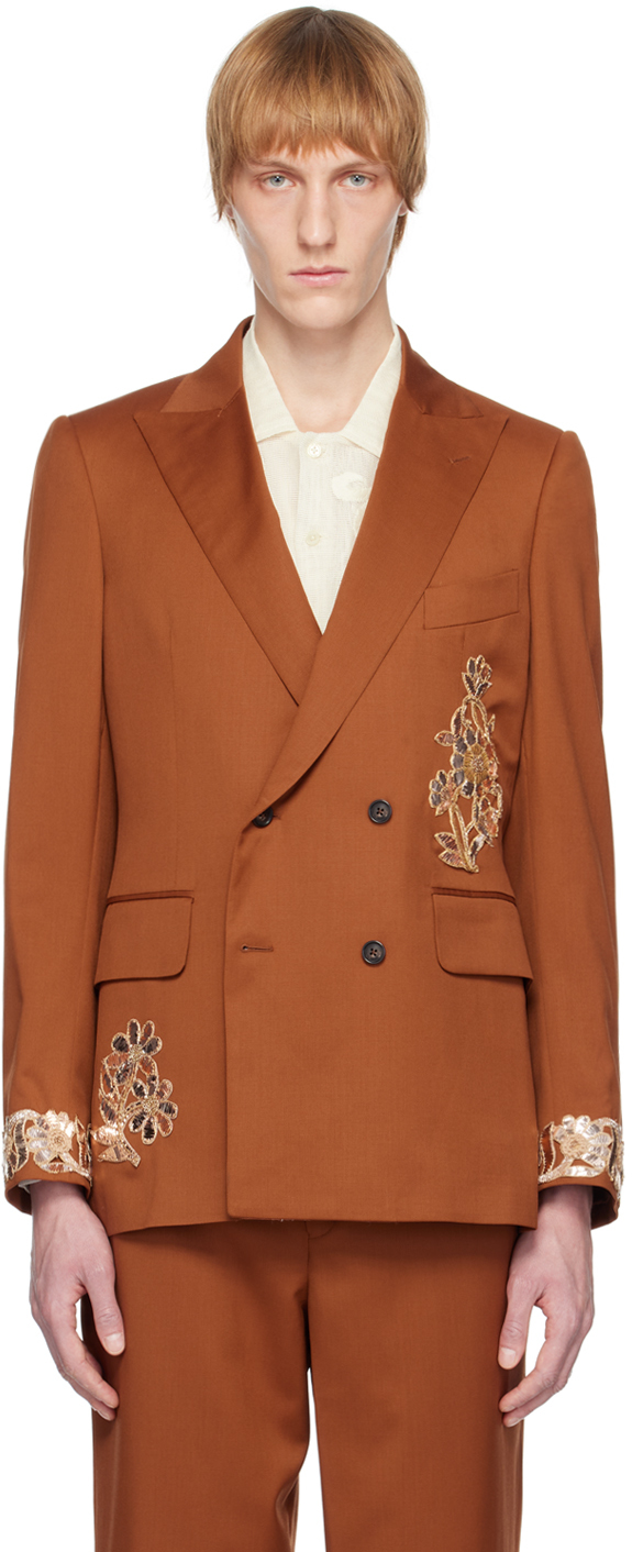 Brown Gilded Floral Blazer