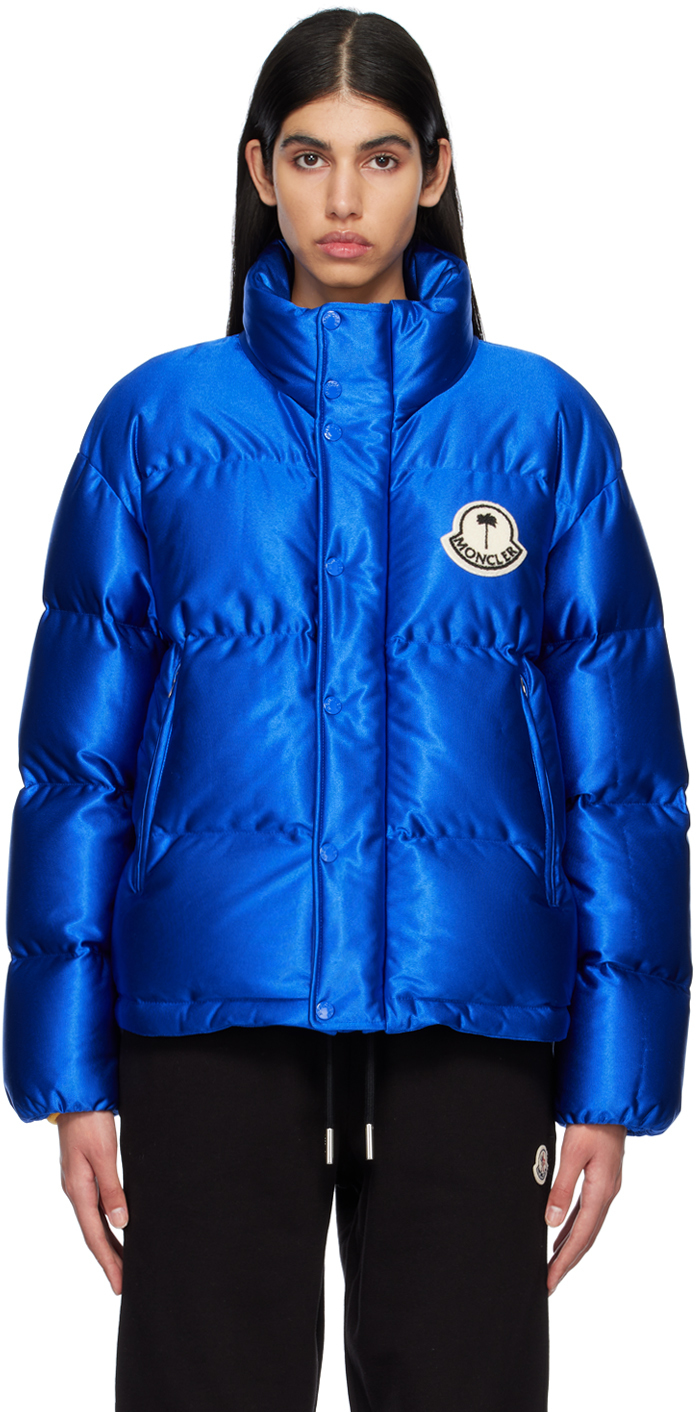 Moncler Genius Women's 8 Moncler Palm Angels Keon Logo Down-quilted Jacket In Blue